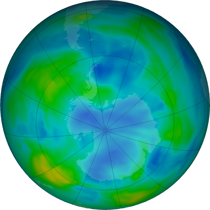 Antarctic ozone map for 19 May 2017